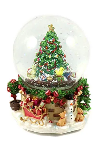 Schneekugel/Spieluhr zum Aufziehen mit Schneeantrieb, festlich verziert Ø120mm H.: 17,5cm (0900020)