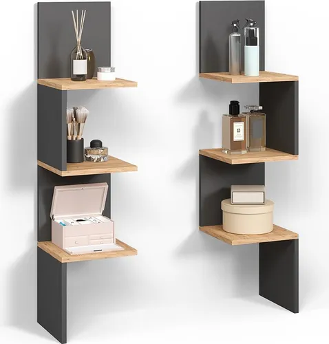 Livinity Eckregal Vesuvio, Anthrazit, 28 x 116.4 cm 2er Set - Praktisches Eckregal aus pflegeleichter Spanplatte, ideal für Bücher und Deko. Das 2er Set sorgt für Ordnung und passt perfekt in jede Ecke. Maße: 28 cm breit, 28 cm tief, 116,4 cm hoch.