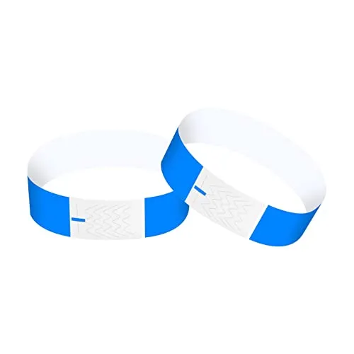 Produktbild Chstarina 100 Stück Eintrittsbänder, Einlassbänder, Papier-Armbänder, Einlassbändchen, Partybänder, Wasserfeste Securebänder, Kontrollbänder in Bunten Farben - 25×2cm (Blau)