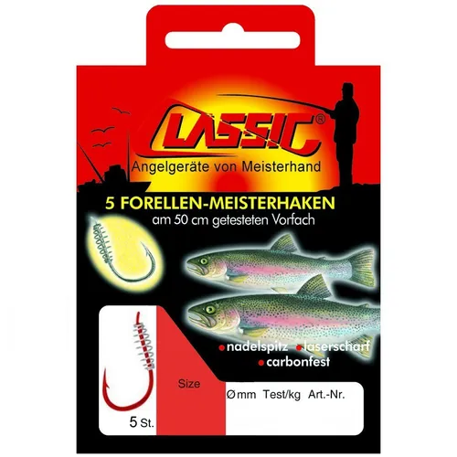 Paladin Teighaken Forellenhaken Forellen Haken gebunden 5 Stk. rot Gr. 12 2,5 kg