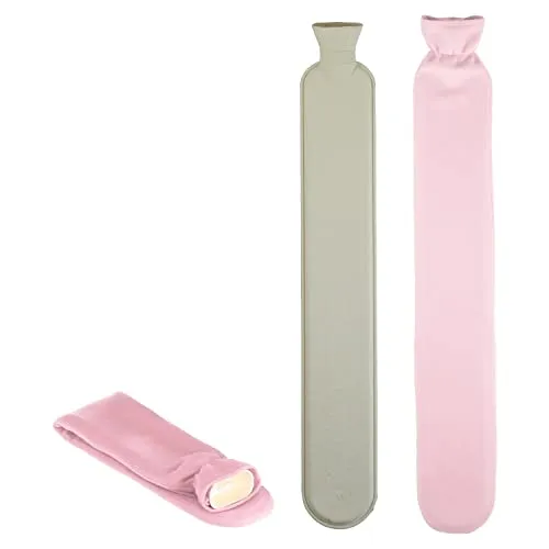 Kaxilu Wärmflasche 2 Liter Schlauch Extra Lang 72 cm Rosa Classic - Wärmflasche zur Behandlung von Schmerzen & Fieber, mit extra langem Schlauch für gezielte Wärme an Schulter, Nacken und Rücken – ideal für kalte Tage!
