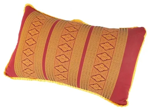 GURU SHOP Dekokissen, Meditations Stützkissen, Nackenkissen, Thaikissen Kapok - Rot/orange, 28x44x15 cm