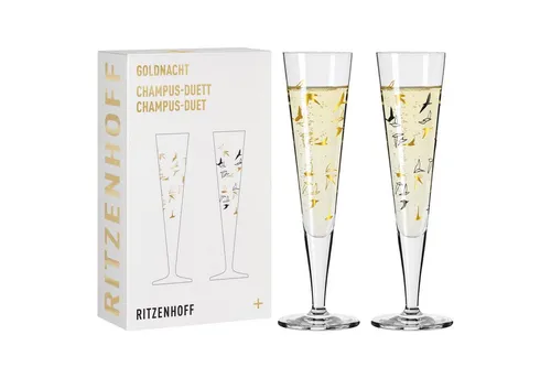 Ritzenhoff Champagnerglas Goldnacht, Kristallglas von Ritzenhoff