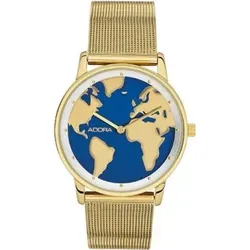 ADORA AT5452 Damen Damenuhr Weltkarte Edelstahl gold von Adora