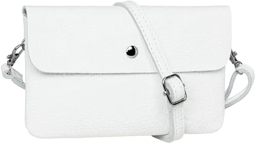 Caspar Mini Leder Umhängetasche Damen Clutch in weiß von Caspar