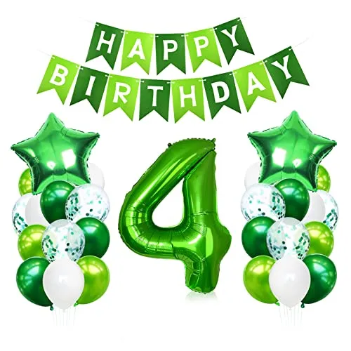 Luftballon 4. Geburtstag Grün,Geburtstagsdeko Junge 4 Jahre Grün,Riesen Folienballon Zahl 4,Ballon 4 Deko zum Geburtstag,Helium Ballon 4