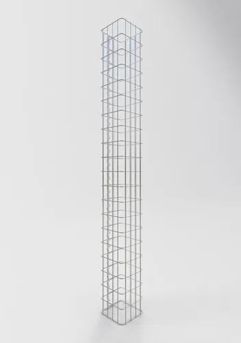 GABIONA Gabionensäule 200 cm hoch - Eckiger Gabionenkorb - Dekorative Zäune: Hochwertige Gabionensäule mit Korrosionsschutz, ideal als stilvoller Zaunpfosten oder Blumen-Sockel, bietet Platz für ca. 156 kg Natursteine.
