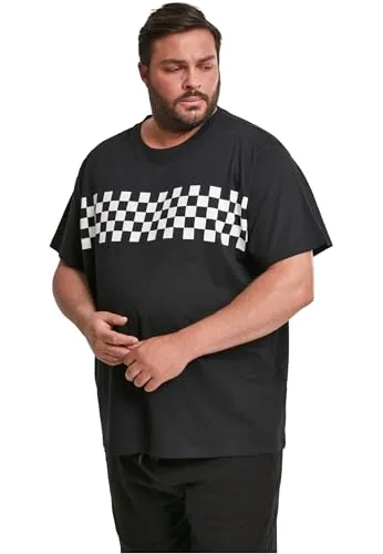 Urban Classics Herren Check Panel Tee T-Shirt, Black (Black/White 00826), XL