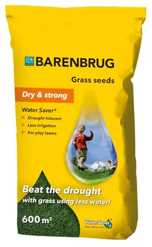 BARENBRUG Rasensamen Water Saver 15 kg - Gräsersamen für trockene Standorte, mit extrem tiefen Wurzeln für Wasser- und Kostenersparnisse. Ideal für eine robuste und pflegeleichte Rasenfläche.