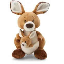 NICI Känguru Kelly 25cm mit Baby - Plüsch Kuscheltier - Stofftier & Teddybär: Das niedliche Känguru Kelly bringt ihr Baby im Beutel mit und begeistert Kinder und Erwachsene. Aus recyceltem Material, ideal zum Kuscheln und Spielen, auch als Geschenk perfekt geeignet!