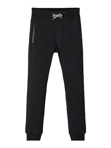NAME IT Jungen Nkmhonk Bru Swe Pant Noos Hose, Schwarz, 164 EU - Hosen für Jungen mit verstellbarem Bund und Reißverschlusstaschen, perfekt für aktive Kids und komfortabel durch den weichen Brush-Effekt auf der Innenseite.