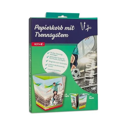 ROTH PAPIERKORB MIT TRENNSYSTEM FUSSBALLSTAR PAPIER-KORB