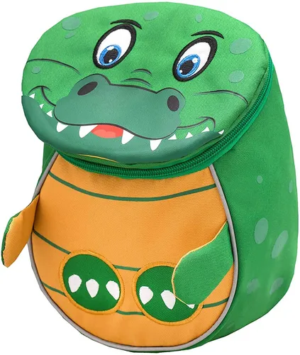 Belmil Mini Kindergarten 3D Rucksack Krokodil - Schulranzen für Kinder von 1 - 3 Jahren, mit gepolstertem Rückenpanel und verstellbarem Brustgurt, perfekt für Spielsachen und Snacks, leicht und in tierischem Design.
