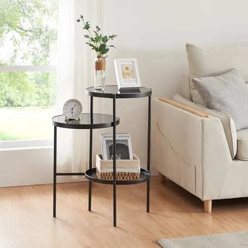 [en.casa] Beistelltisch Mölndal mit 3 Ablagen - Beistelltisch fürs Wohnzimmer mit 3 Ablagen für optimale Stauraummöglichkeiten und stilvolles Design, ideal für jeden Raum.