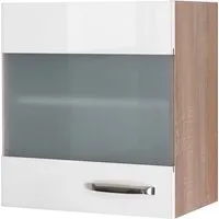 Flex Well Hängeschrank Valero 50 cm - Küchenschrank mit Glastür, elegantes Design in Weiß hochglanz, ideal für moderne Küchen und zur stilvollen Aufbewahrung von Geschirr und Küchenutensilien.