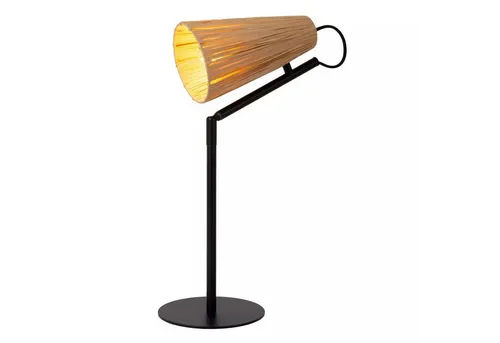 Licht-Erlebnisse Nachttischlampe WOXA, ohne Leuchtmittel, Metall Rattan E14 51,5 cm Schwarz Natur Modern