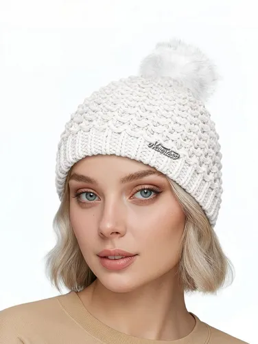 Neverless Strickmütze Damen Strickmütze Perlstrickmuster Pudelmütze Wintermütze ohne