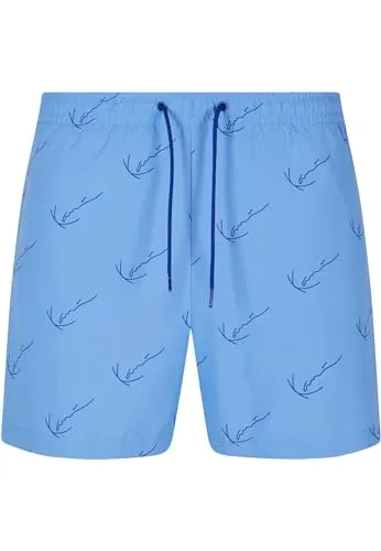 Karl Kani Herren KM-SW012-090-26 Small Signature AOP Board Shorts Light Blue, XL