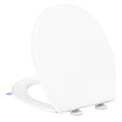 YEAUPE PRO Toilettendeckel mit Absenkautomatik, WC Sitz mit Quick-Release-Funktion und Softclose Absenkautomatik, Klodeckel mit Verstellbaren Scharnieren, Weiß, WC Sitz,44,6 * 37,2 * 4,4CM,Oval