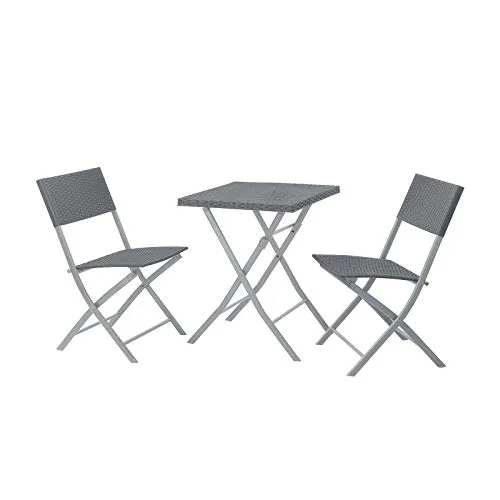 SVITA Balkonset Bistro-Set LIMA, 3-tlg., klappbar und elegant in Grau - Balkonmöbel-Set, witterungsbeständig und platzsparend dank klappbarer Stühle und Tisch, ideal für gemütliche Stunden auf dem Balkon.