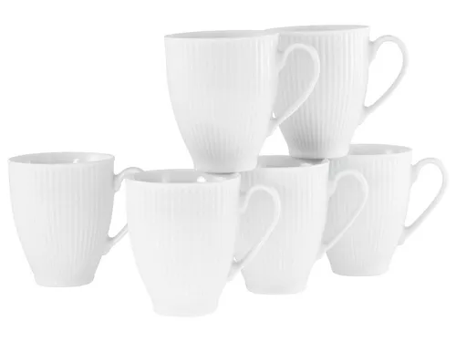 CreaTable Becher Valencia Weiß, 6-tlg. Kaffeebecher aus Porzellan - Elegante 6-teiliges Set aus hochwertigem Porzellan, spülmaschinengeeignet, perfekt für stilvolle Kaffeepausen im Boho Chic.