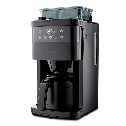 MEDION Kaffeemaschine mit Mahlwerk - 1 Liter, max. 8 Tassen, 8 Mahlstufen, Timer und LED Display für perfekten Kaffeegenuss
