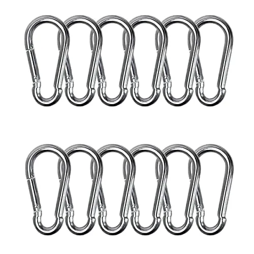 Stück Karabiner aus Edelstahl Hochwertiger Karabinerhaken,60x6mm,Hängekorbhaken Mehrzweckkarabiner Kann für Indoor und Outdoor Aktivitäten 12