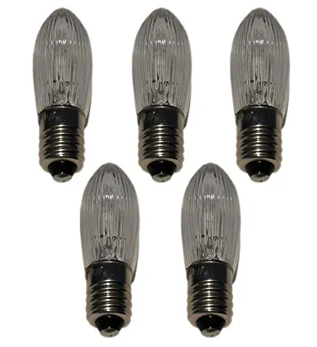 5er Pack Topfkerze Spitzschaftkerze Riffelkerze 23V 3W für Schwibbogen Pyramiden Lichterketten innen