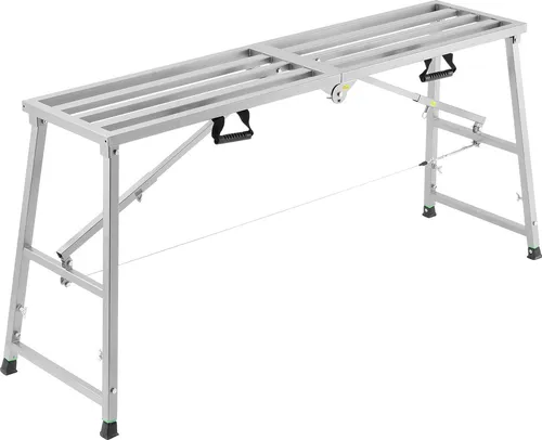 SucceBuy-Arbeitsplattform, höhenverstellbar mit 4 Gängen, zusammenklappbare Trittleiter aus legiertem Stahl, tragbares Gerüst, Tragkraft 363 kg, rutschfeste Gummifüße
