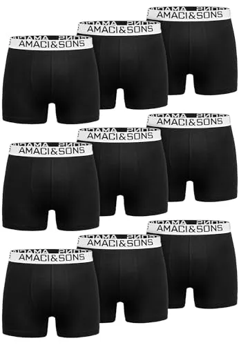 Amaci&Sons Herren Boxershorts Baumwolle 9er Spar-Pack Männer Unterhose Unterwäsche 9x9005 Schwarz/Weiß L