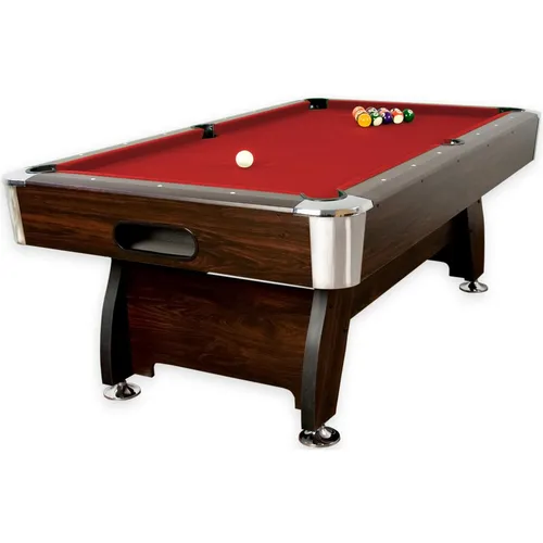 GAMES PLANET® 8 ft Billardtisch Premium, Farbe braun / rot