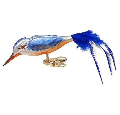 Schatzhauser Christbaumschmuck Eisvogel, Glasvogel 9cm/15cm Naturfedern (1-tlg), mundgeblasen, handbemalt