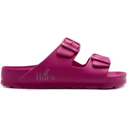 Thies Damen Sandalen - Vegane Rosa Sandale - Bequeme vegane Sandale in Rosa mit zwei breiten Riemen und verstellbaren Schnallen. Ideal für den Alltag und warme Tage, passt perfekt zu vielen Outfits.