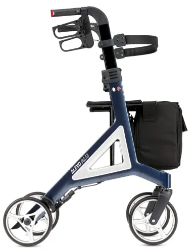 Bischoff & Bischoff Alevo Alu Rollator SH 58,5cm – Faltbarer Leichtgewicht-Rollator für drinnen und draußen - Rollatoren – Stabilität und Sicherheit mit ergonomischen Griffen, ideal für Reisen und den Alltag. Leichtes Aluminiumdesign mit abnehmbarer Tasche und stabilem Sitz.