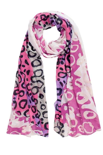 Ulla Popken Halstuch Schal farbiger Leo-Patchdruck