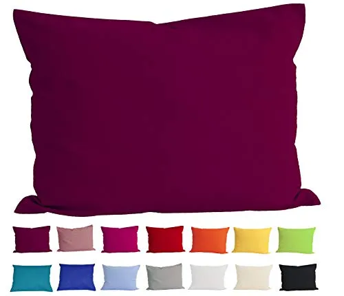 beties Basic Kissenbezug ca. 40x60 cm Kissenhülle 100% Baumwolle in vielen fröhlichen Uni-Farben (Hibiskus)