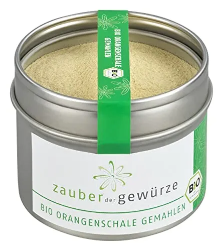 Zauber der Gewürze Orangenschale Bio, Orangenschalen in Bio-Qualität getrocknet & gemahlen, Orangenschalen Pulver, unbehandelt und ohne Zusätze, Top-Qualität in wiederverschließbarer Aroma-Dose, 35 g