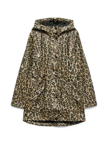 Vero Moda Malou Coated Printed Jacke Damen - Regenjacke für Damen mit stylischem Leopardenmuster, wasserdicht bis 3.000mm und ideal als leichte Zwischenjacke. Perfekt für jedes Wetter!
