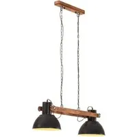 vidaXL Hängelampe im Industriestil 25 W Schwarz 109 cm E27 - Stylische Hängelampe im Industriestil mit 2 Lampenschirmen aus Eisen und Mangoholz. Perfekt für Wohnzimmer oder Büro, schafft eine gemütliche Atmosphäre. Individuelles Design mit Charakter.