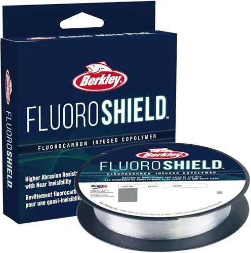 Berkley FluoroShield™ Fluorocarbon Co-Polymer Angelschnur - Geringe Sichtbarkeit, Abriebfest und hohe Wurfleistung für Spinn- und Wurfrollen, klar, 0,53 mm, 13,6 kg, 274 m