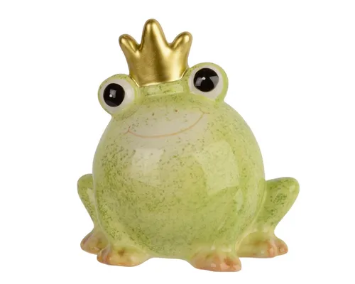 Decoris season decorations Dekofigur, Dekofigur Frosch mit goldener Krone 14,5cm Keramik Grün