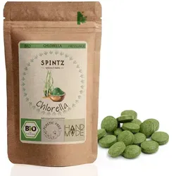 SPINTZ Chlorella Presslinge 400g - Praktische Presslinge aus 100% Chlorella vulgaris, ideal für die tägliche Anwendung. Naturbelassen und ohne Zusatzstoffe, in Deutschland verarbeitet für höchste Qualität.