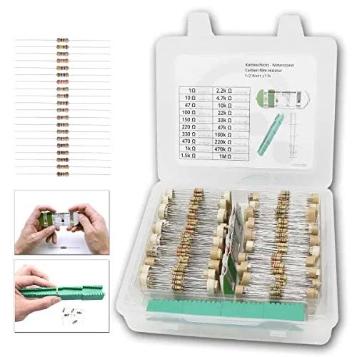 world-trading-net Kohleschicht-Widerstand 0,5W, 1-1MOhm, 1000 Stück - Hochwertige Kohleschicht-Widerstände, 1000 Stück in praktischer Verpackung, ideal für präzise Elektronikprojekte, inklusive Abbiegevorrichtung und Widerstandsuhr.