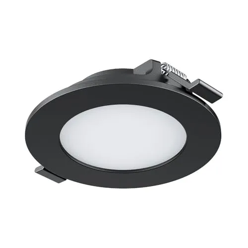 Braytron Ultraslim LED Einbaustrahler 3W Schwarz Ø85mm 3CCT 230V 220 Lumen IP20 Einbauspots 68mm Lochmaß 26mm Einbautiefe Warmweiß Neutralweiß Kaltweiß Nicht Dimmbar Deckenstrahler Flach Wohnraum Spot