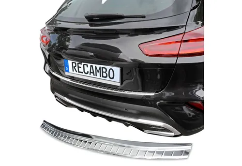 RECAMBO Edelstahl Ladekantenschutz für Kia XCeed - Abdeckblenden: Schützen Sie Ihren Kofferraum vor Kratzern und Witterungseinflüssen mit diesem hochwertigen, rostfreien V2A Edelstahl Ladekantenschutz, der eine perfekte 3D-Passform bietet.