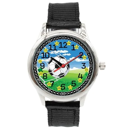 K&L Wall Art Kinderuhr Analog Lernuhr Fußball von K&L Wall Art
