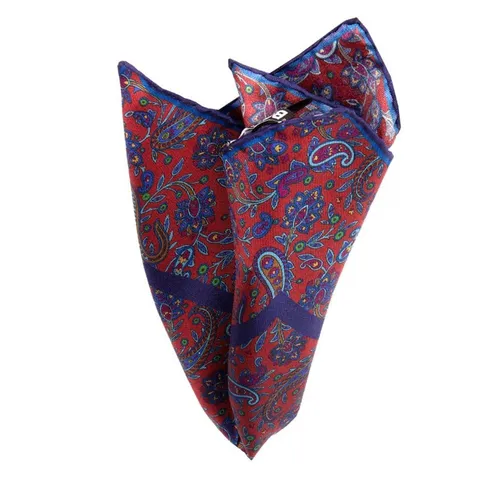 BGENTS Einstecktuch Handrolliertes Einstecktuch aus Twill-Seide mit Paisleys, Besondere Farbbrillanz