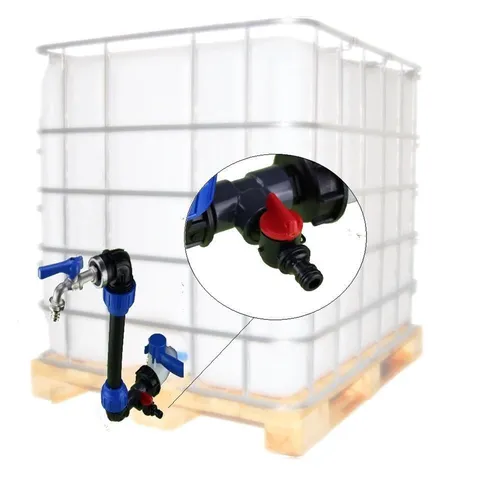 IBC Tank Schwanenhals Auslaufhahn 3/4 + Ablassventil Gardena Anschluss