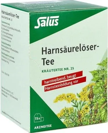 Harnsäurelöser-Tee Kräutertee Nr. 25 Salus 15 ST - Arzneitee zur Erhöhung der Harnmenge, hilft bei der Vorbeugung von Harngrieß und Harnsteinbildung. Ideal für eine gesunde Blasen- und Nierenfunktion.