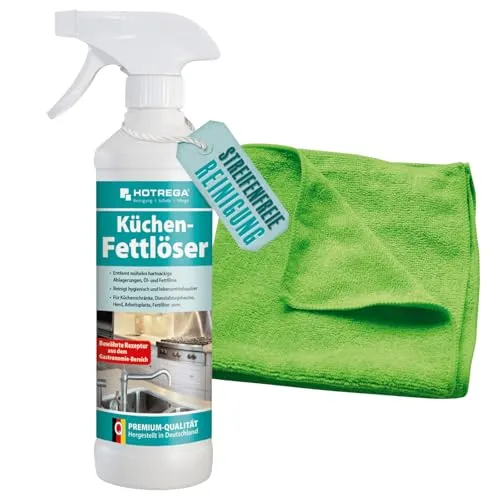 HOTREGA Küchen Fettlöser Küchenreiniger, Herdreiniger (500ml inkl. MIcrofasertuch)